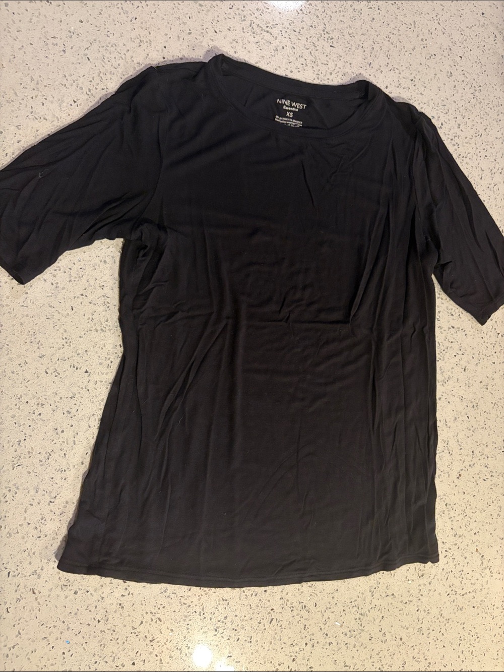 Nine West Black Short Sleeve Crew Neck Tee